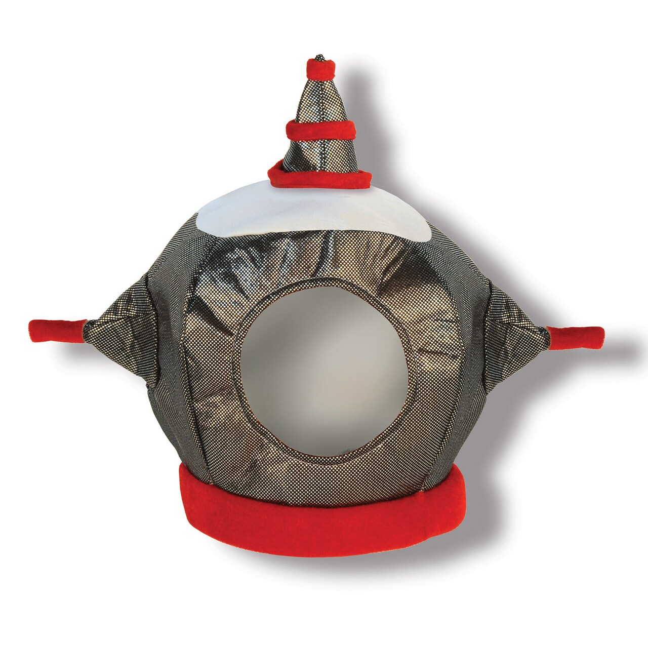 Beistle Set of 6 Metallic Gray Space Robot Design Fabric Helmet